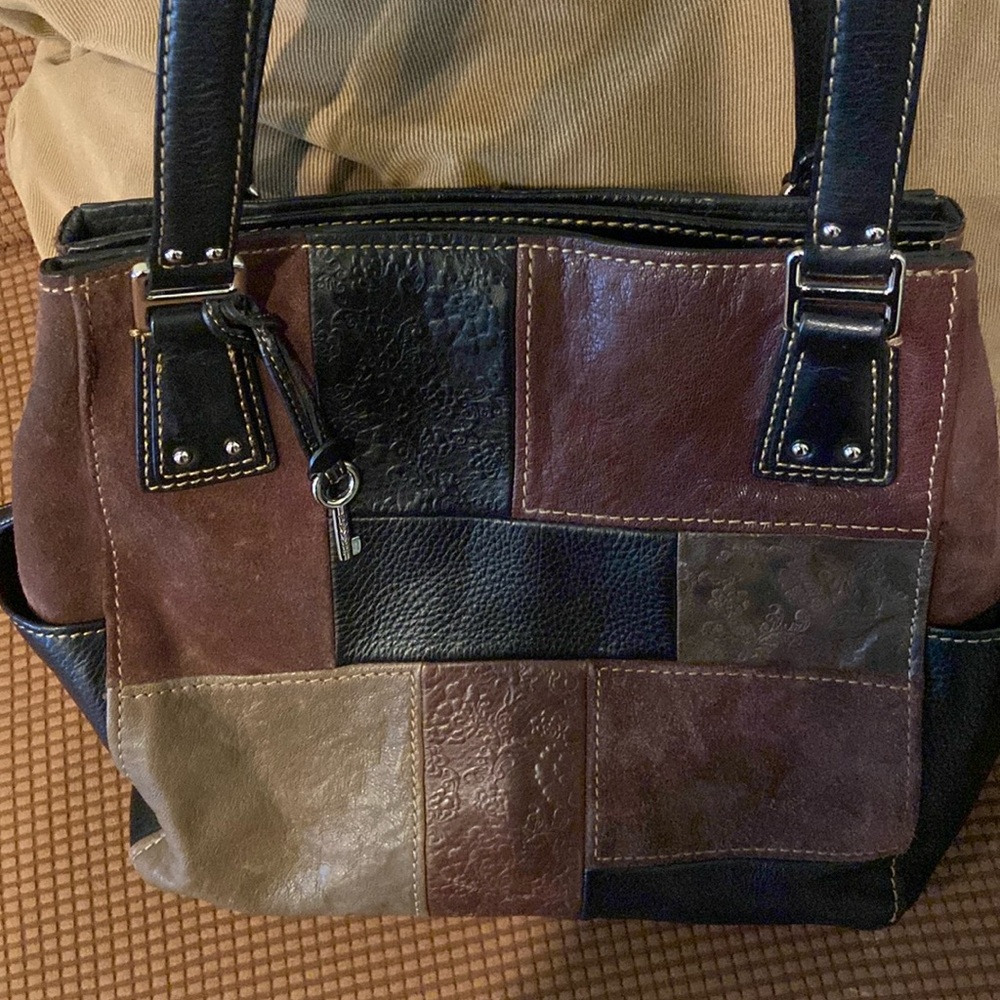 Fossil Patchwork Shoulder Bag - Black and Brown